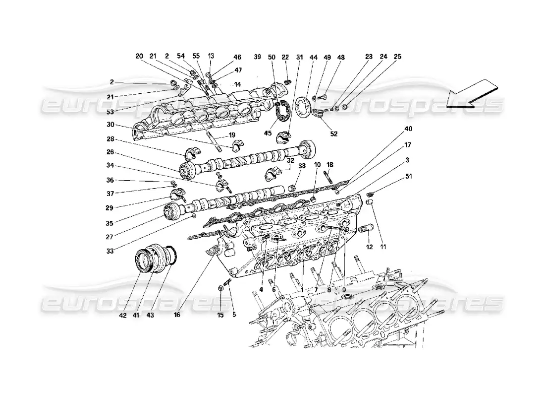 ferrari 348 (2.7 motronic) rh cylinder head parts diagram