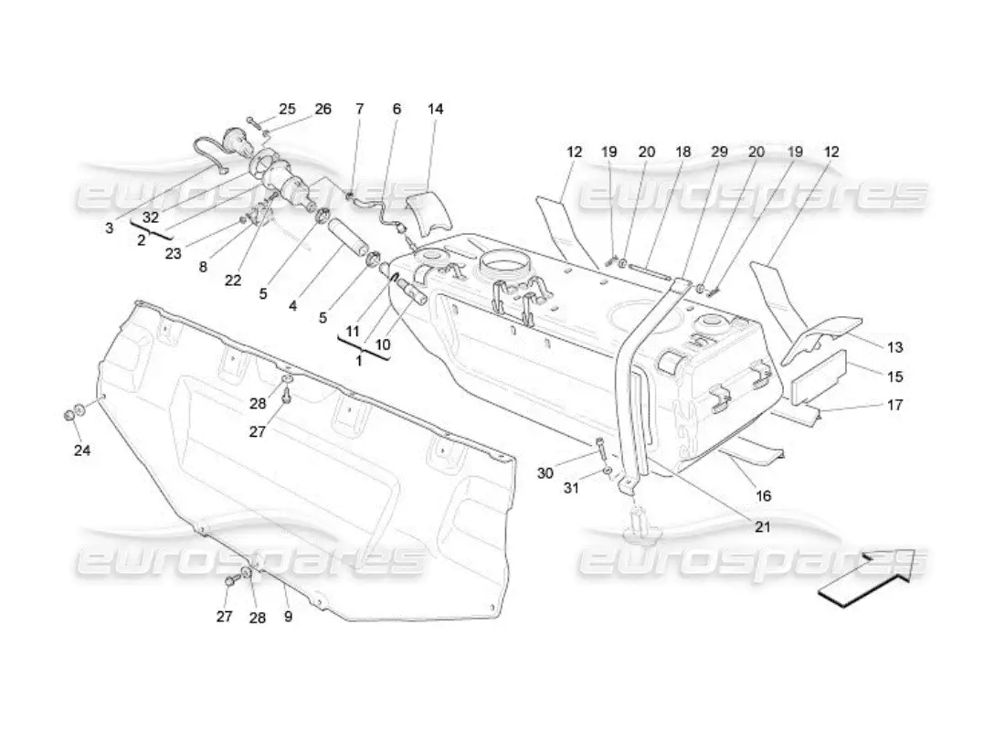maserati qtp. (2005) 4.2 fuel tank parts diagram