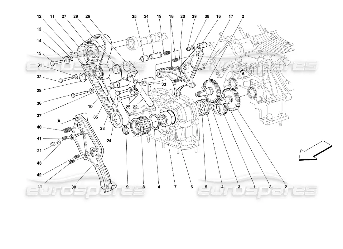 ferrari 355 (2.7 motronic) timing - controls parts diagram