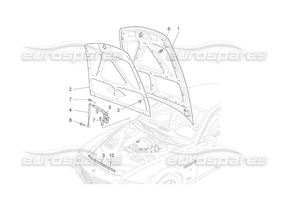 maserati qtp. (2011) 4.7 auto front lid parts diagram