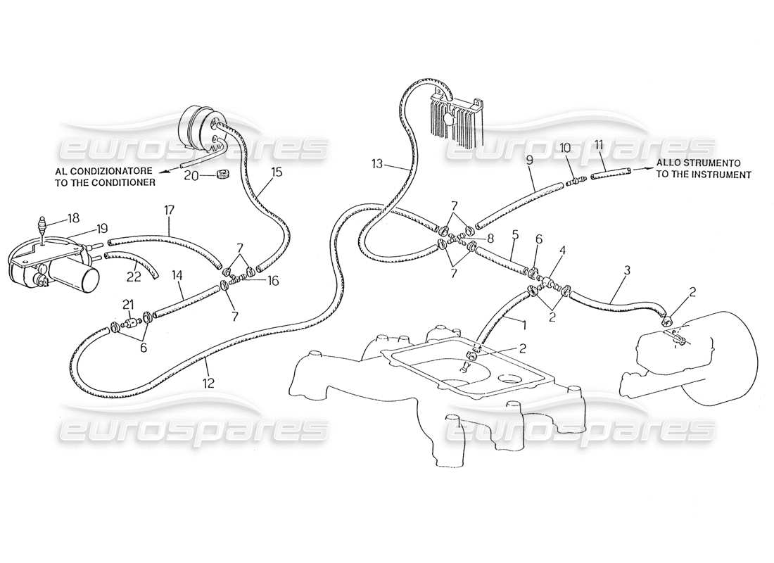 maserati karif 2.8 evaporation system (lh steering without lambda feeler) parts diagram