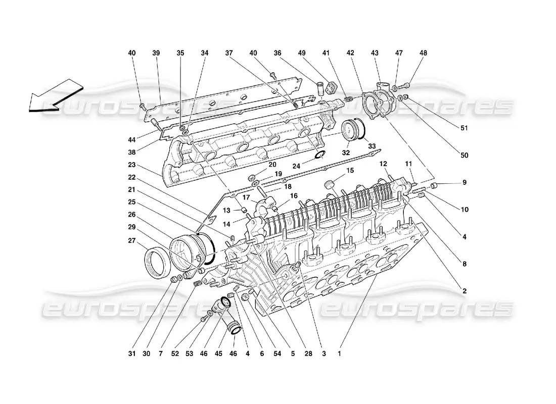 ferrari 355 (5.2 motronic) rh cylinder head parts diagram