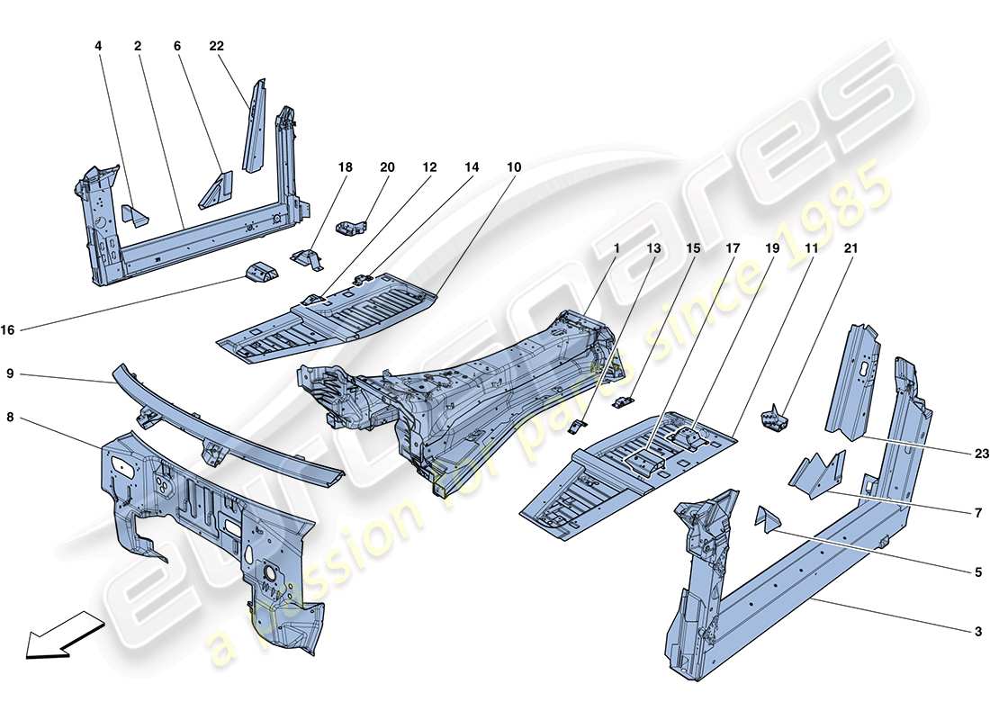 ferrari ff (rhd) structures and elements, centre of vehicle parts diagram