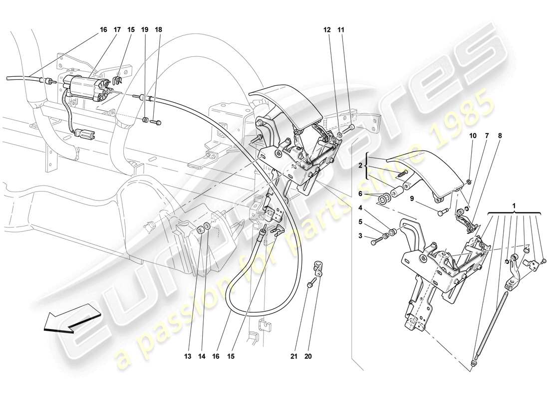 ferrari f430 scuderia (usa) roof control and flap parts diagram