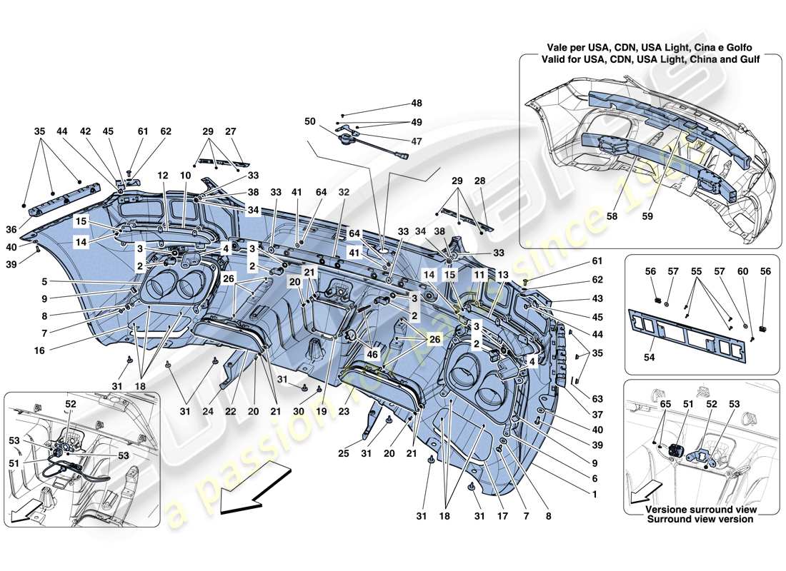 ferrari gtc4 lusso (usa) rear bumper parts diagram