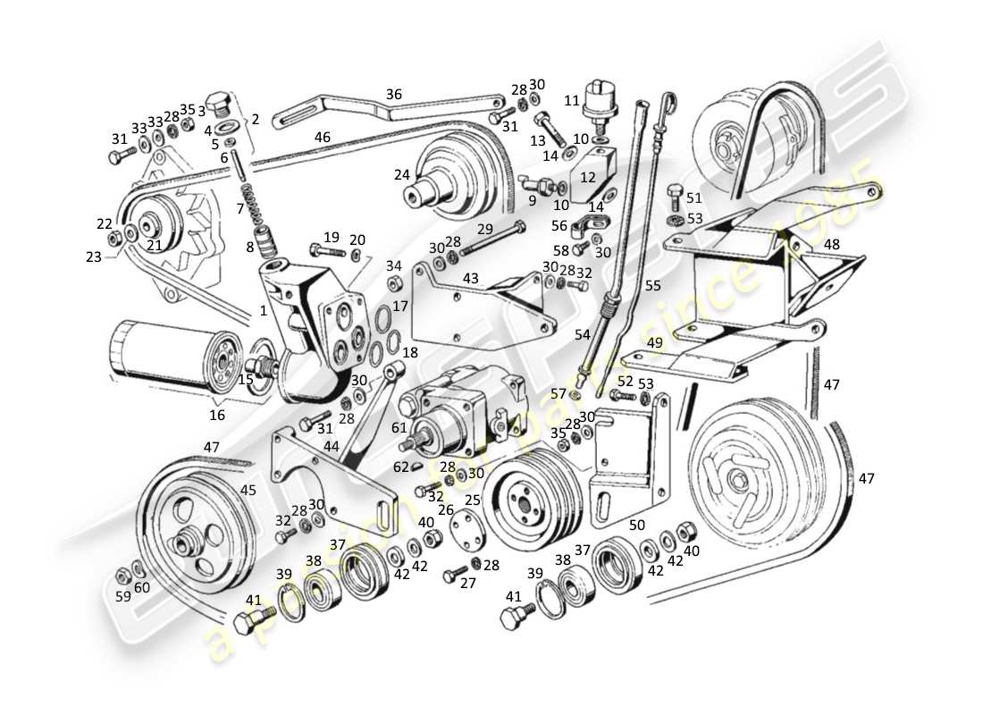 maserati kyalami belts and pulley parts diagram