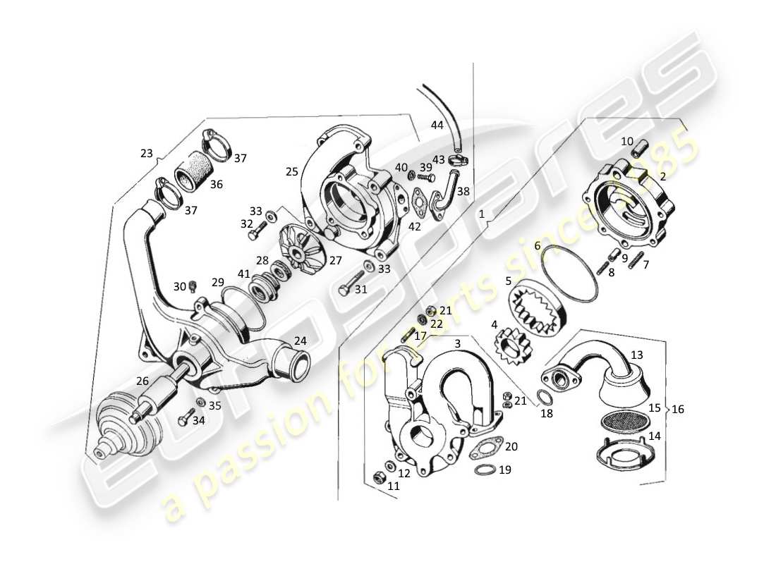 maserati kyalami oil pump - water pump parts diagram