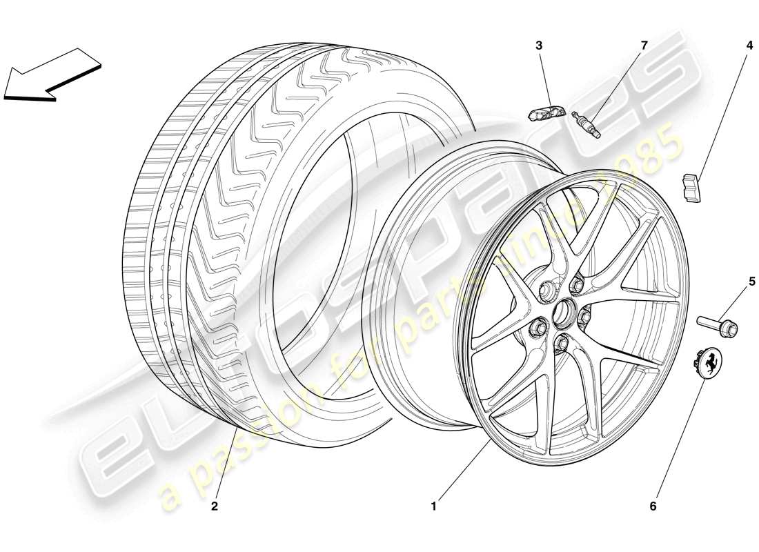 ferrari 599 gto (europe) wheels parts diagram