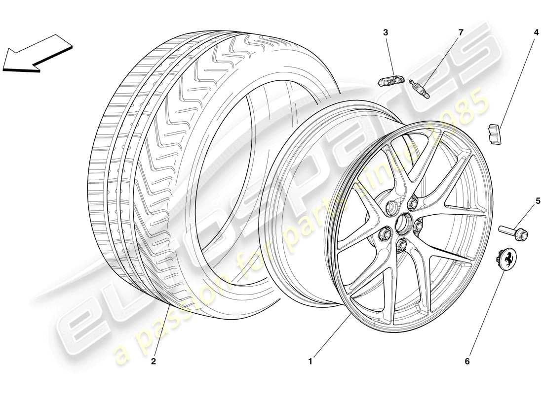 ferrari 599 gto (europe) wheels part diagram