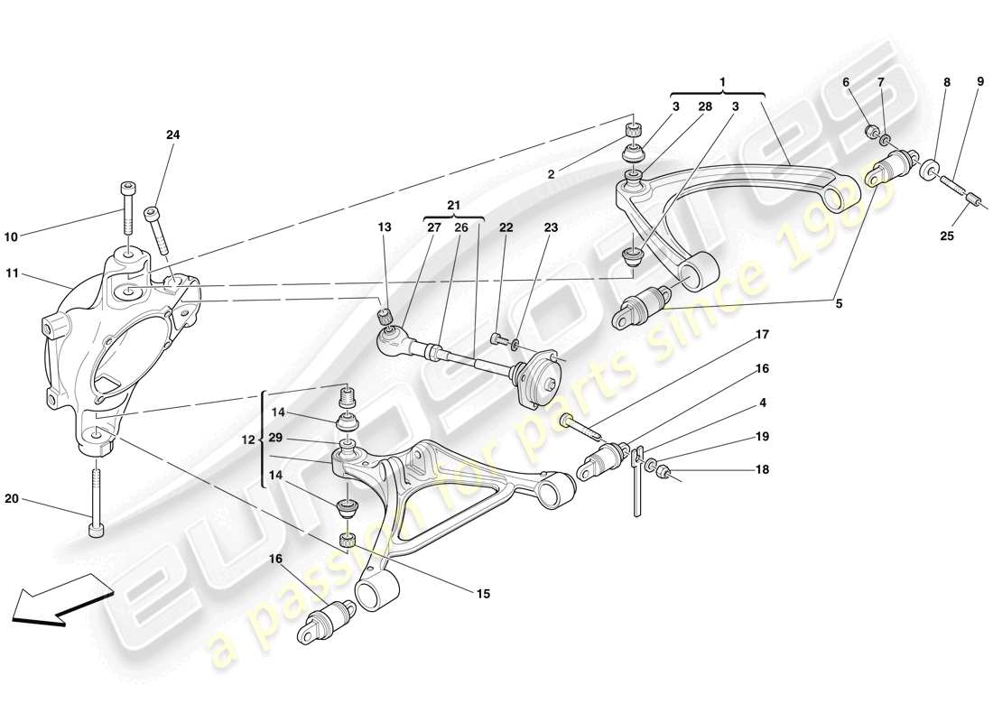 ferrari f430 spider (europe) rear suspension - arms part diagram