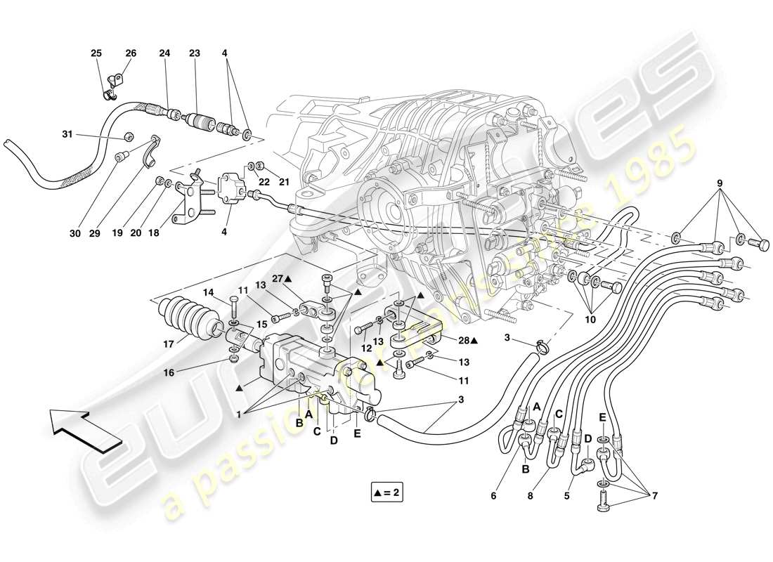 ferrari 599 sa aperta (europe) f1 clutch hydraulic control part diagram