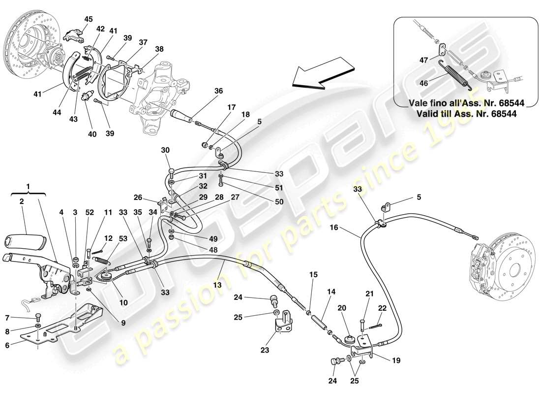 ferrari 599 gtb fiorano (usa) parking brake control part diagram