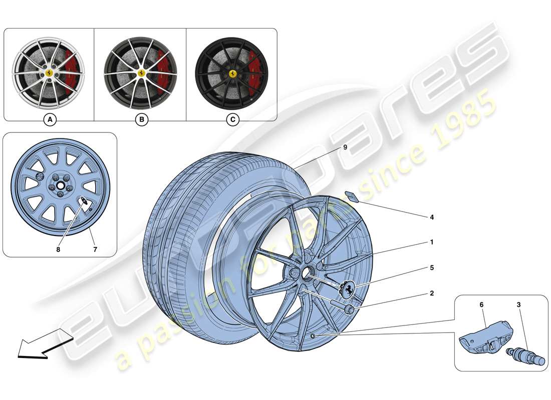 ferrari f12 tdf (europe) wheels part diagram