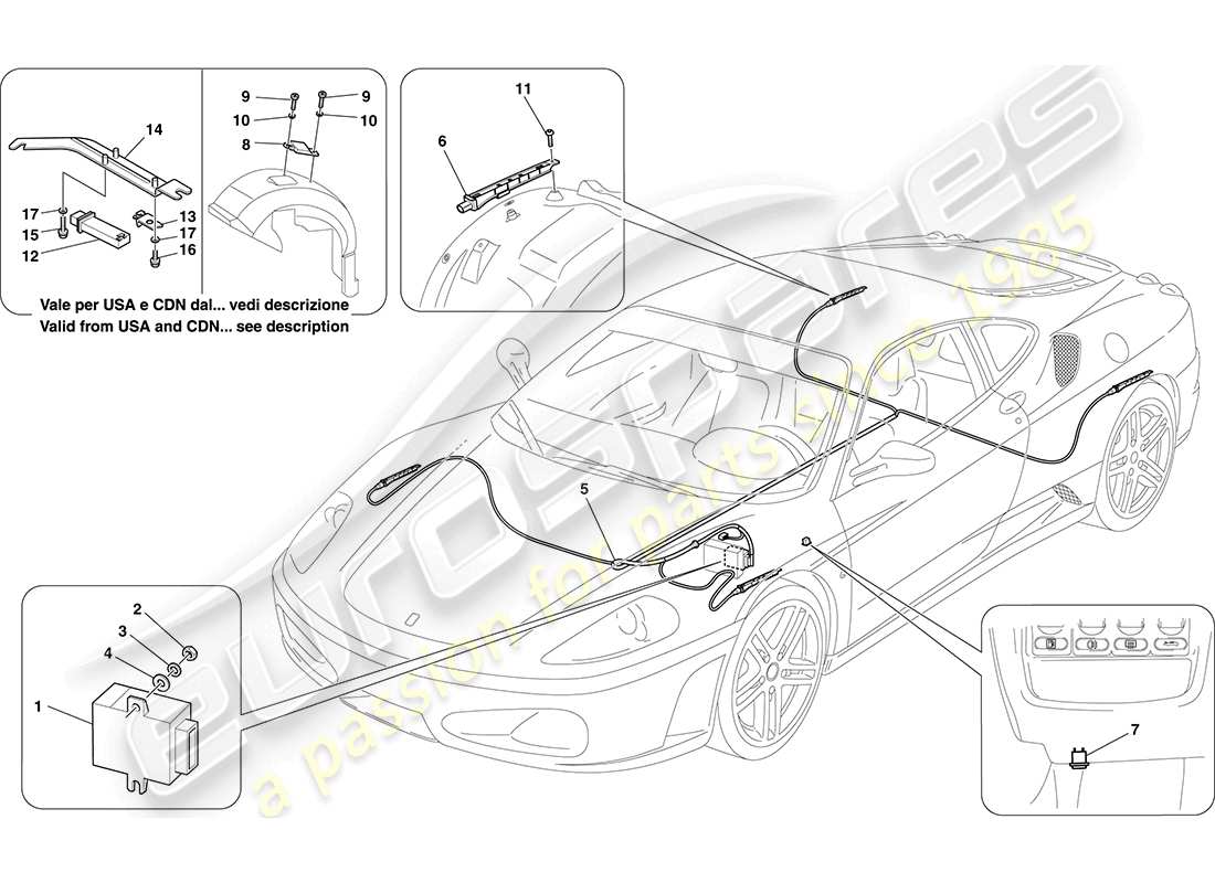 ferrari f430 coupe (rhd) tyre pressure monitoring system part diagram