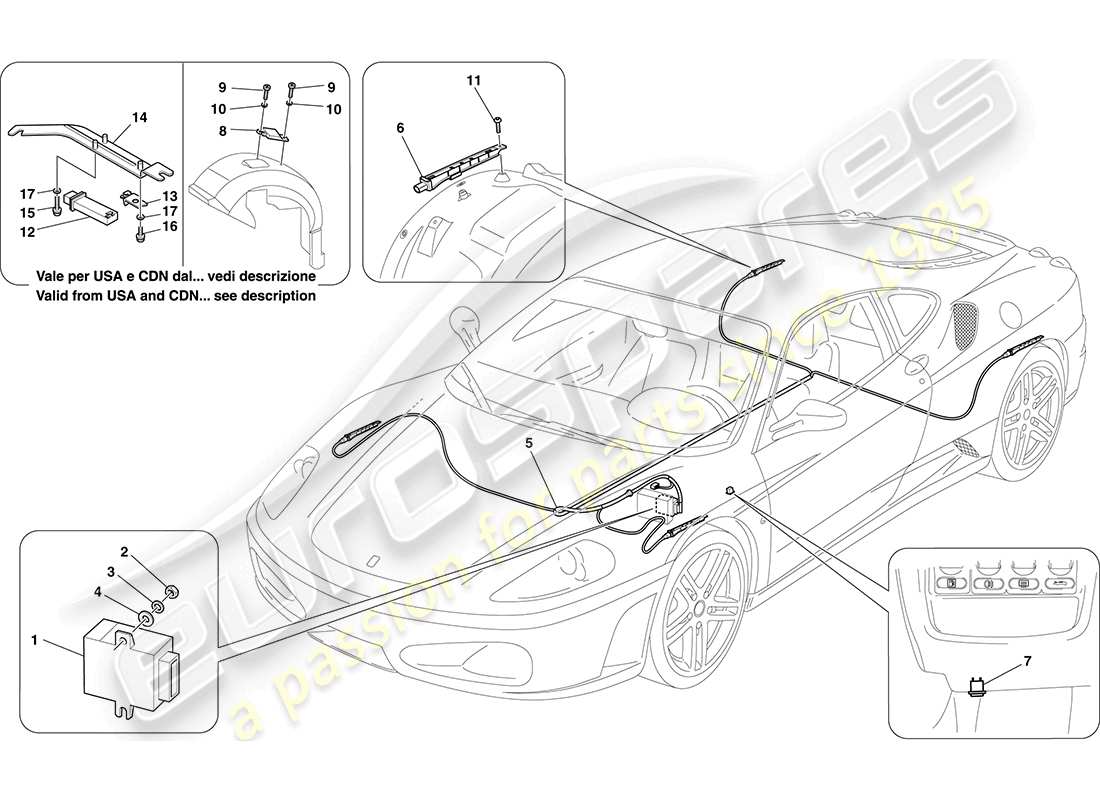 ferrari f430 coupe (rhd) tyre pressure monitoring system part diagram