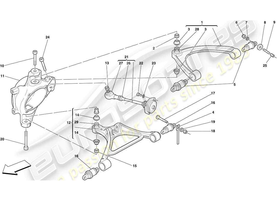 ferrari f430 coupe (usa) rear suspension - arms part diagram