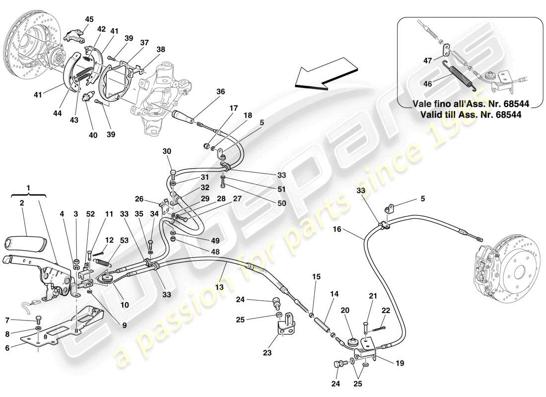 ferrari 599 gtb fiorano (europe) parking brake control part diagram