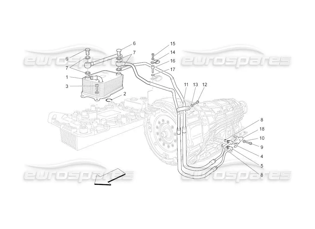 maserati qtp. (2011) 4.7 auto lubrication and gearbox oil cooling parts diagram