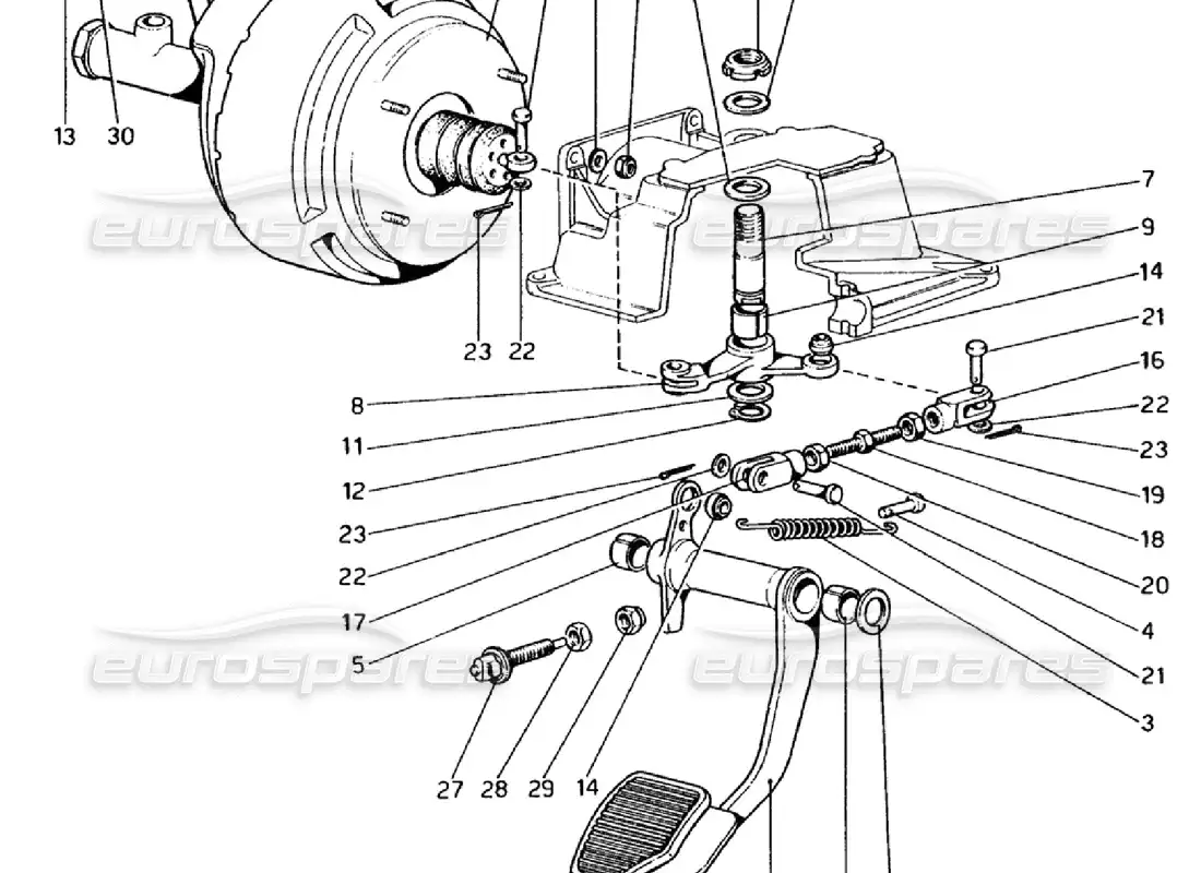 ferrari 308 gtb (1976) brake hydraulic system (variants for rhd versions) parts diagram