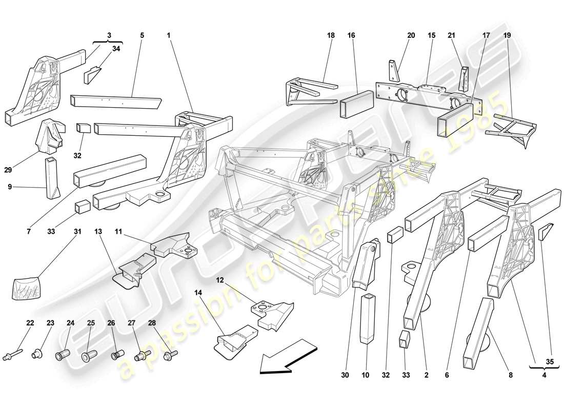 ferrari f430 scuderia spider 16m (europe) chassis - rear element subassemblies part diagram