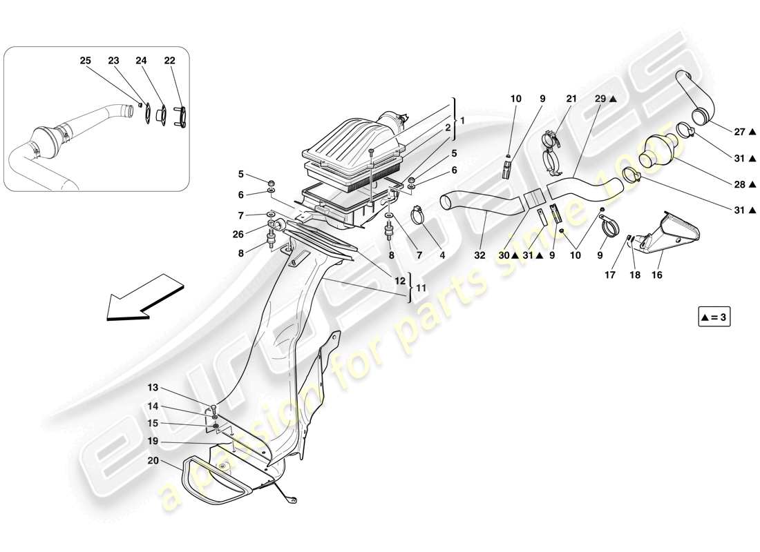 ferrari 599 gto (rhd) air intake parts diagram