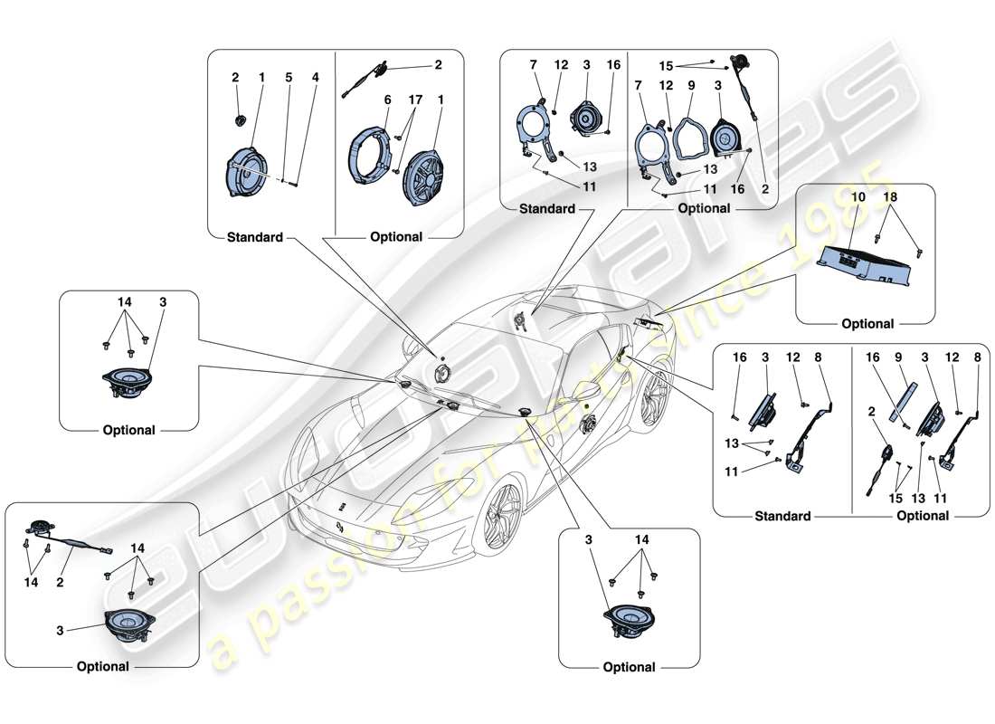 ferrari 812 superfast (europe) audio speaker system parts diagram
