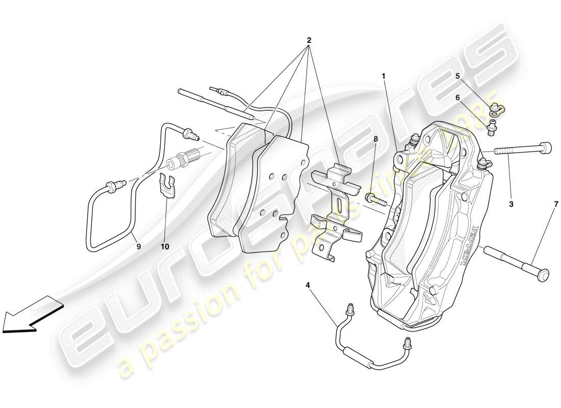 ferrari 599 gtb fiorano (usa) front brake calliper part diagram