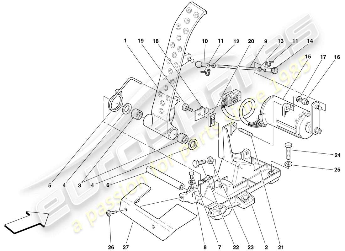 ferrari f430 scuderia spider 16m (europe) electronic accelerator pedal part diagram