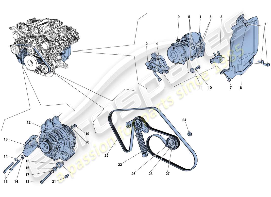 ferrari gtc4 lusso t (europe) alternator - starter motor part diagram