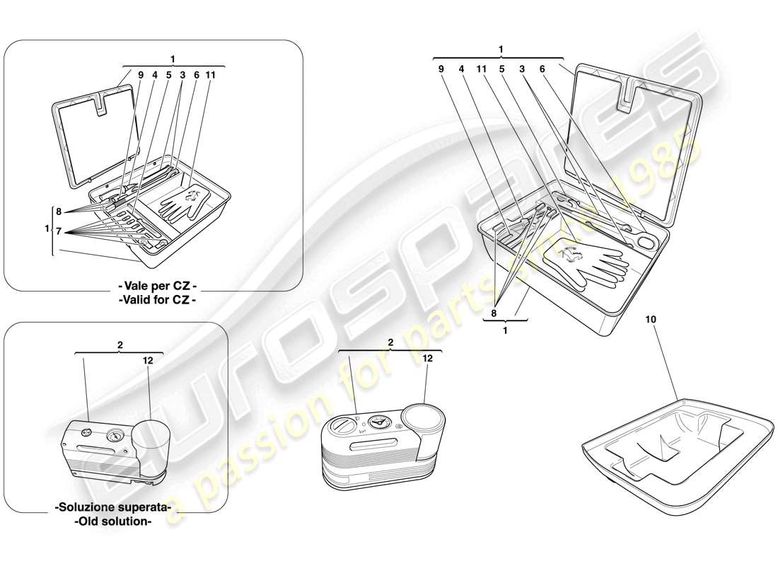 ferrari 599 gtb fiorano (europe) tool kit part diagram