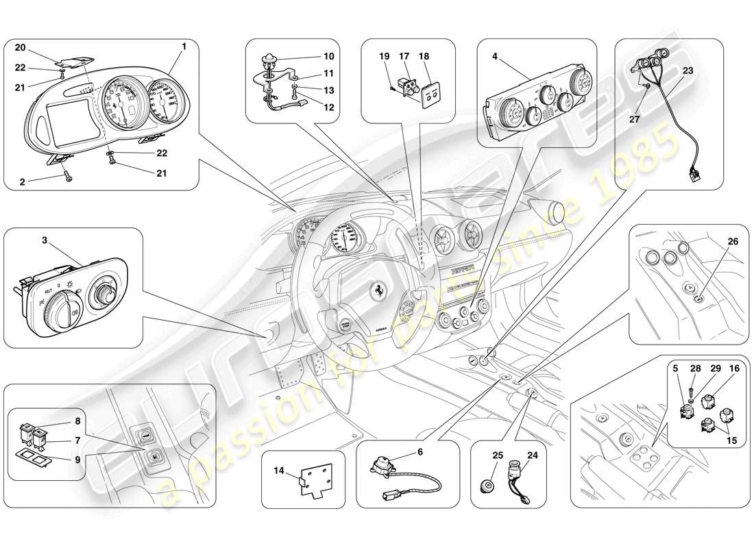 ferrari 599 sa aperta (europe) instrumentation part diagram