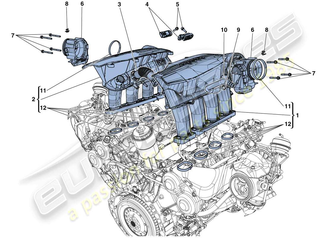 ferrari 488 spider (europe) intake manifold parts diagram