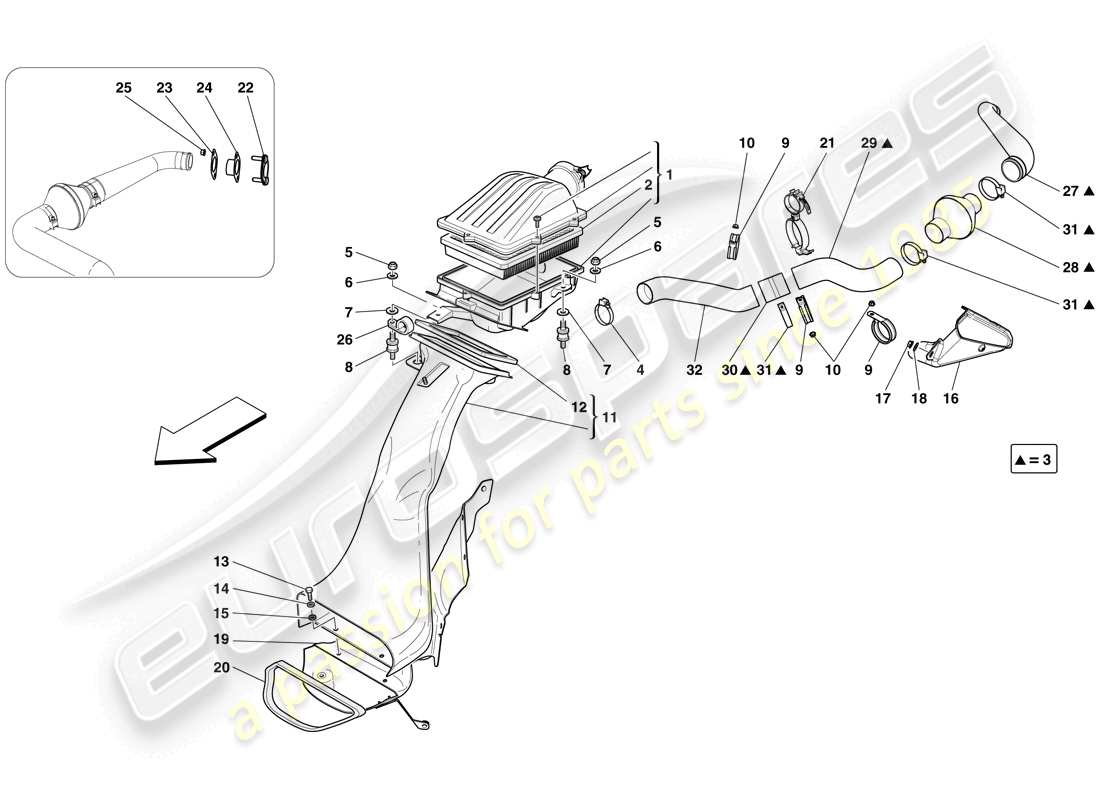 ferrari 599 gto (europe) air intake parts diagram