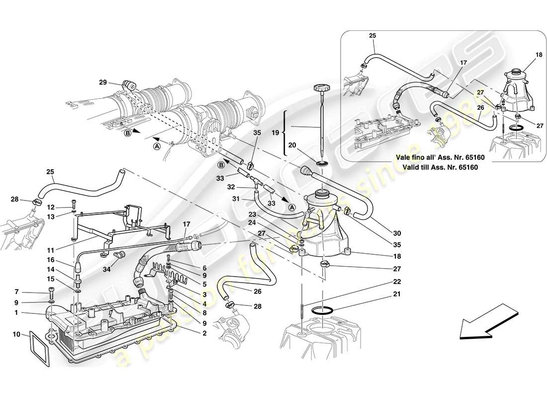 ferrari f430 coupe (rhd) lubrication system - tank - heat exchanger part diagram