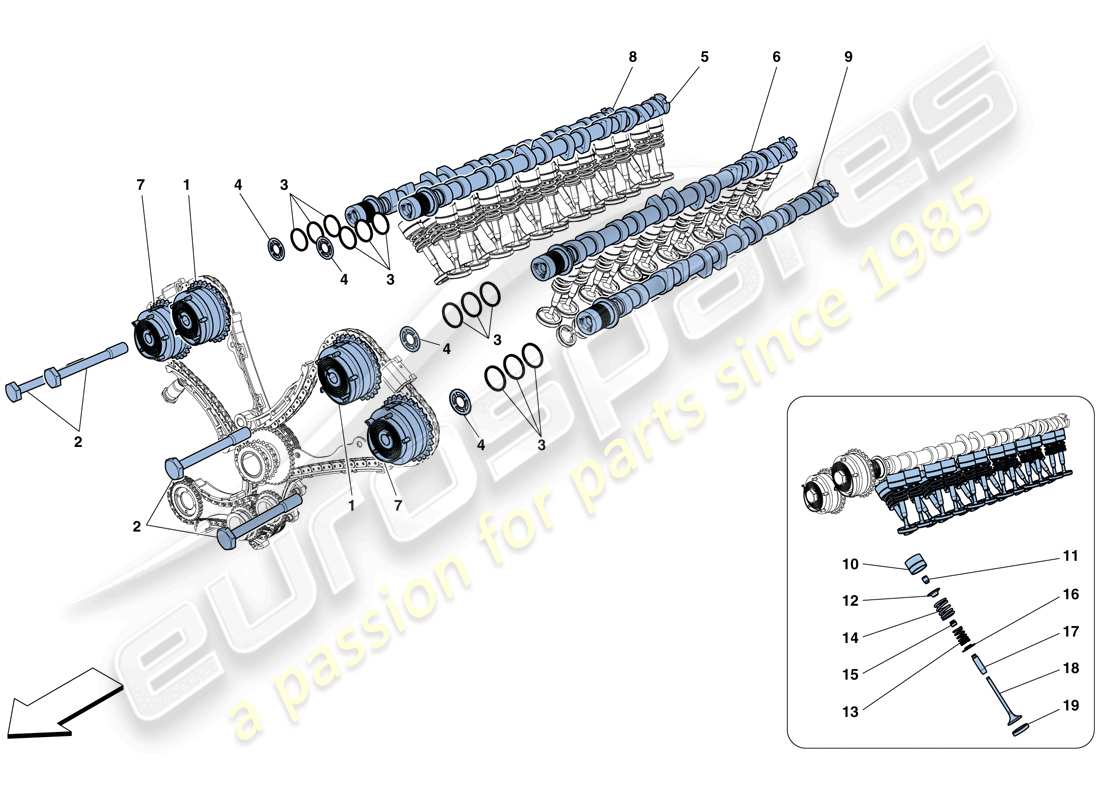 ferrari f12 berlinetta (rhd) timing system - tappets parts diagram