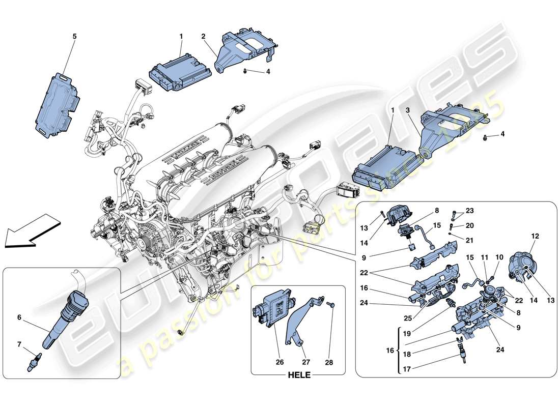ferrari 458 italia (rhd) injection - ignition system parts diagram