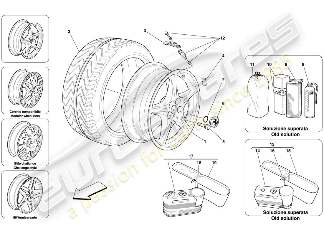 ferrari 612 scaglietti (rhd) wheels parts diagram