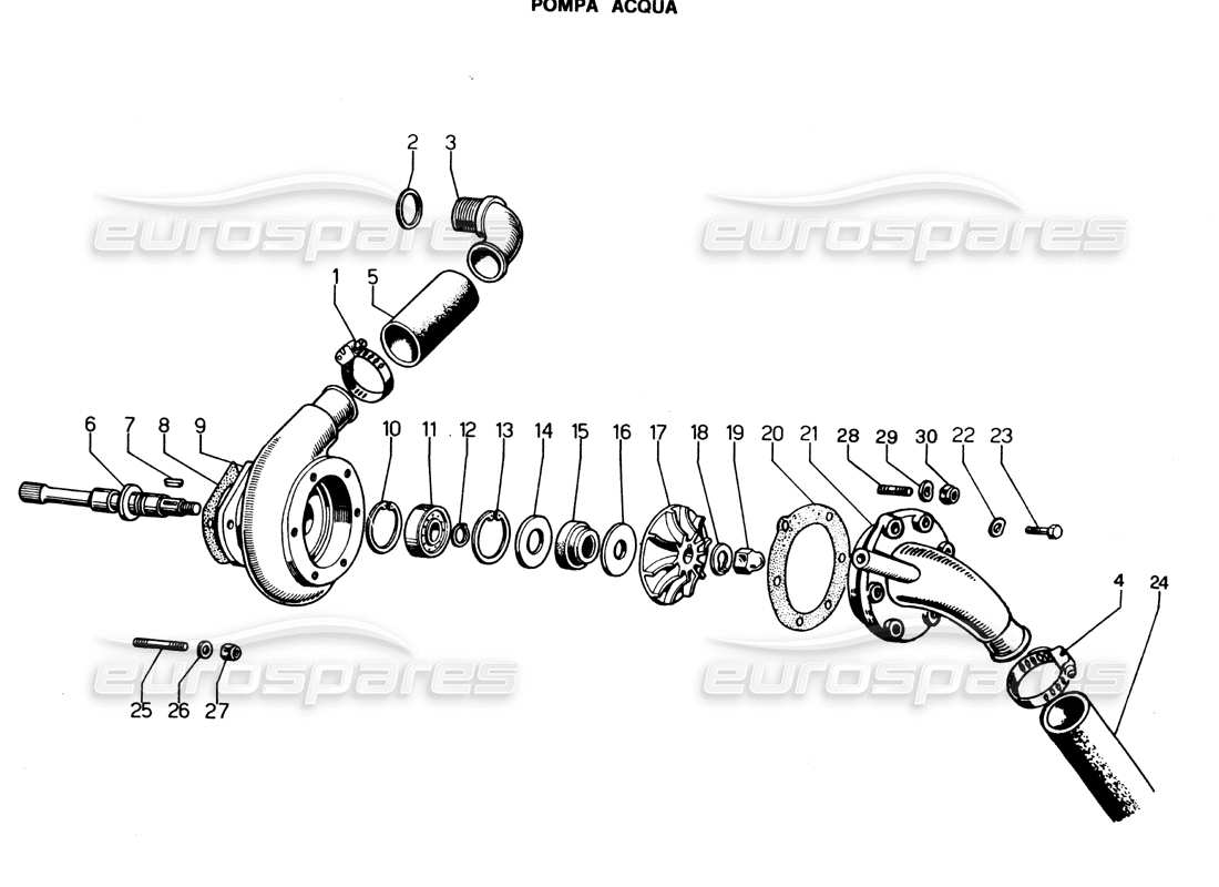 lamborghini espada water pump (alternative) parts diagram