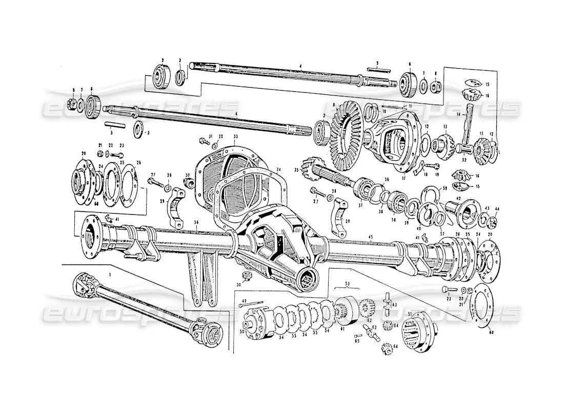 maserati 3500 gt propeller shaft and rear axle parts diagram