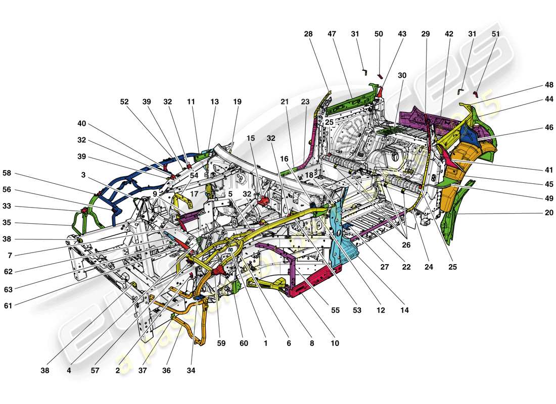 ferrari gtc4 lusso t (europe) chassis completion part diagram