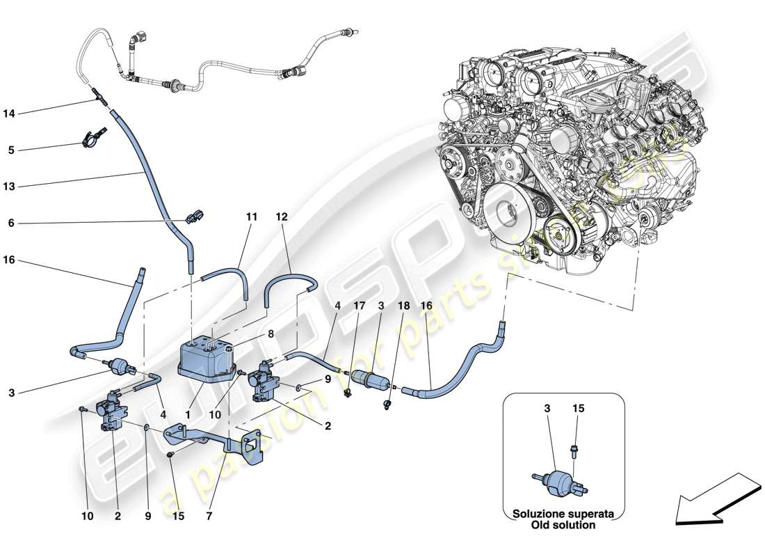 ferrari gtc4 lusso t (europe) turbocharging system adjustments parts diagram