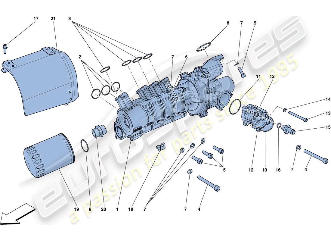 ferrari ff (europe) cooling - water / oil pump part diagram