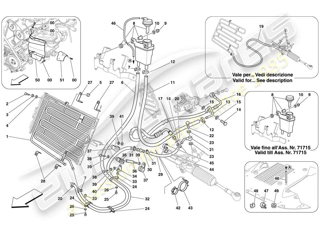ferrari 612 sessanta (rhd) hydraulic fluid reservoir for power steering system and coil parts diagram