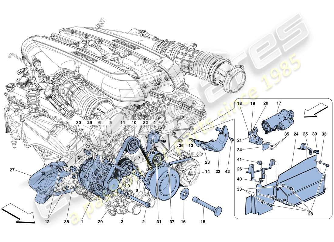 ferrari 812 superfast (europe) alternator - starter motor parts diagram