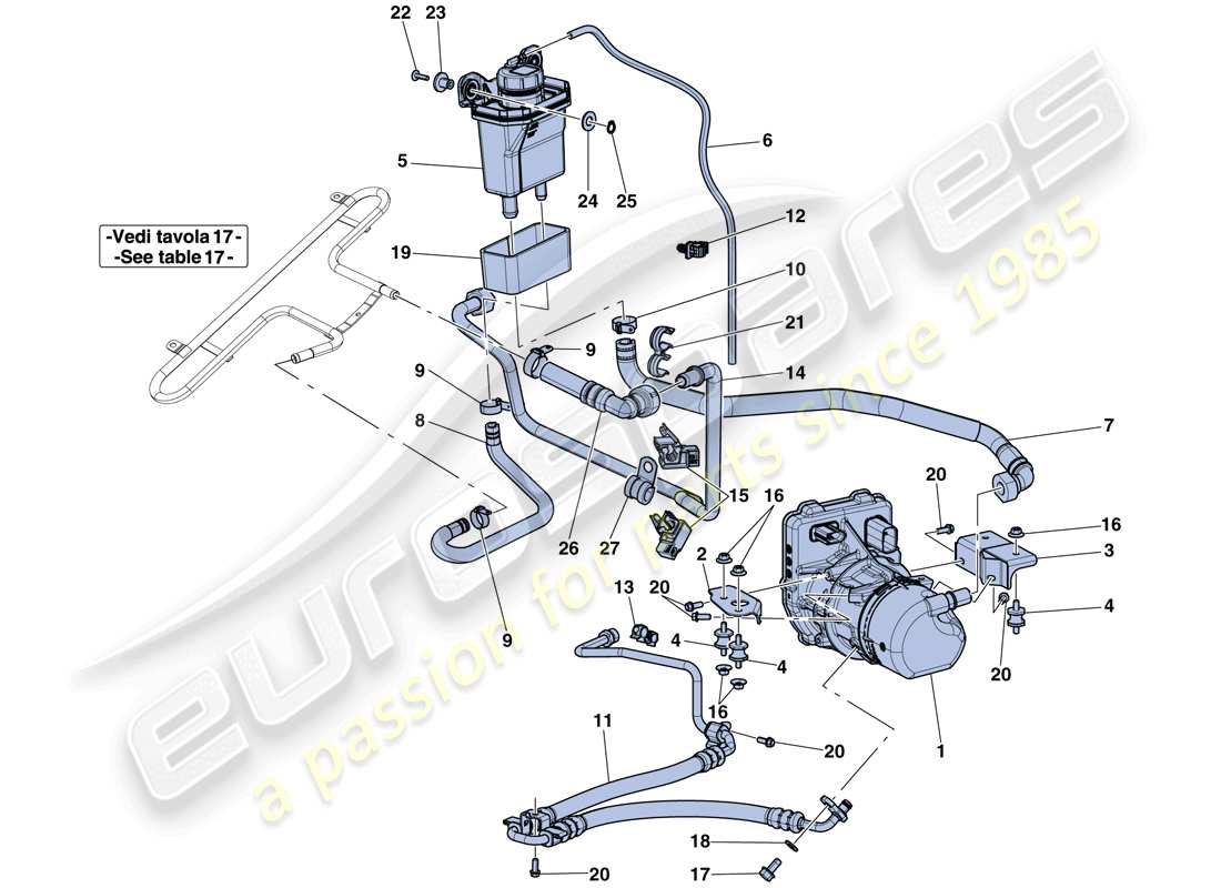 ferrari laferrari aperta (europe) power steering pump and reservoir part diagram