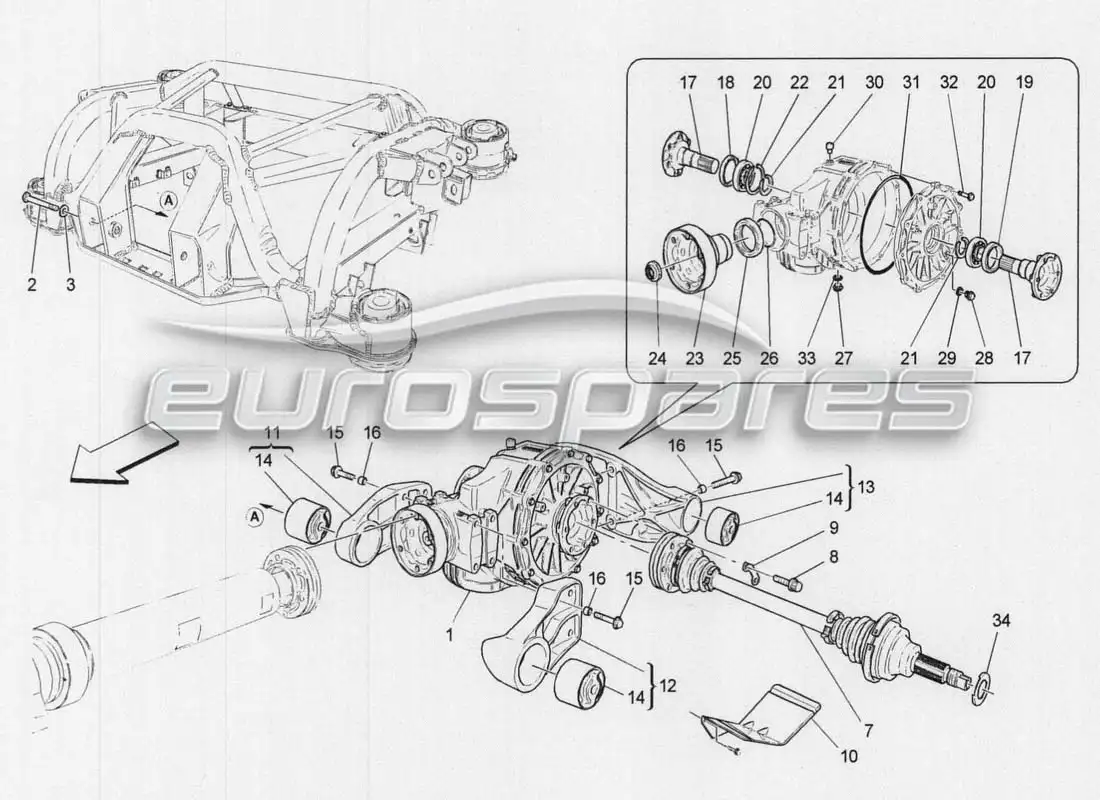 maserati grancabrio mc centenario rear differential axles parts diagram