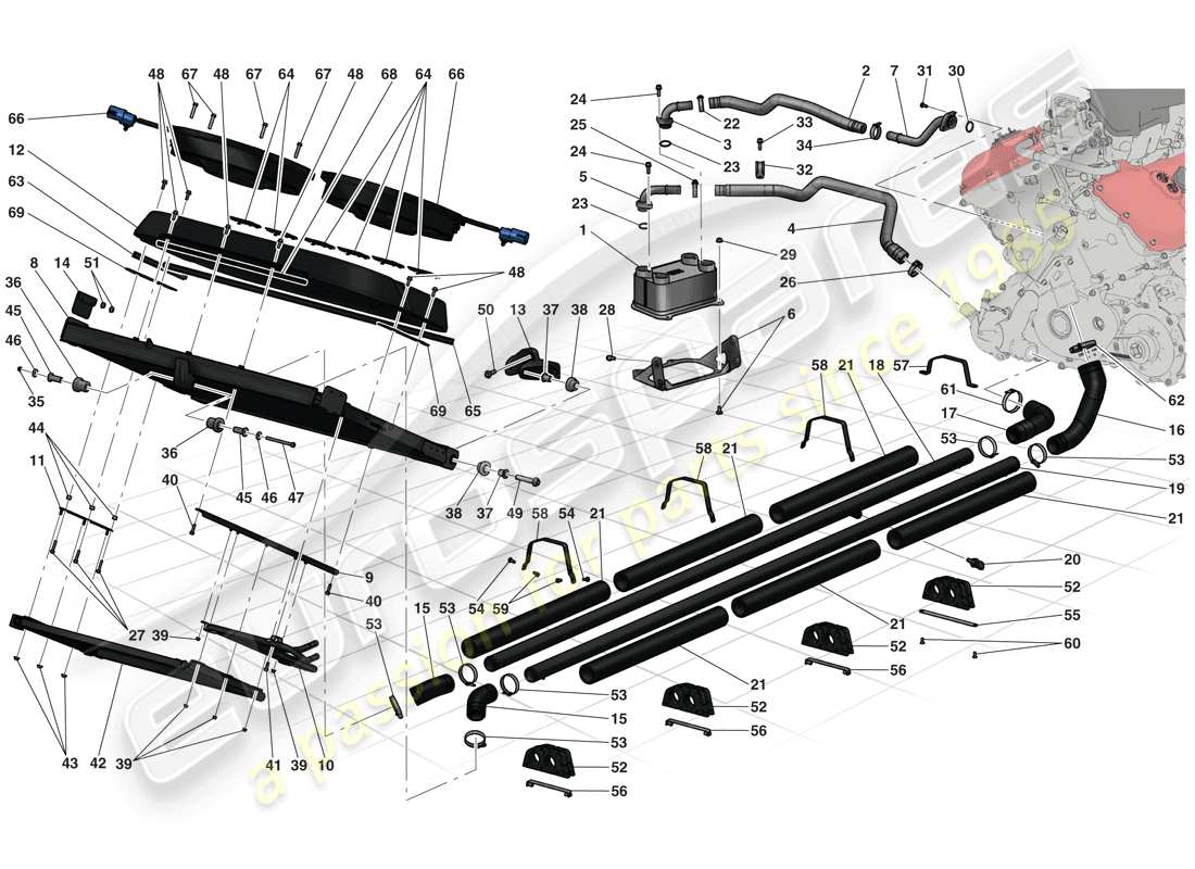 ferrari laferrari (europe) coolin system parts diagram