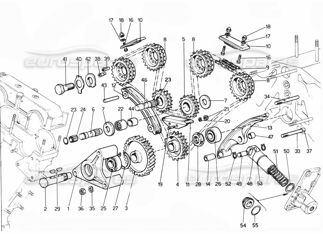 ferrari 365 gtc4 (mechanical) timing chains - revision part diagram