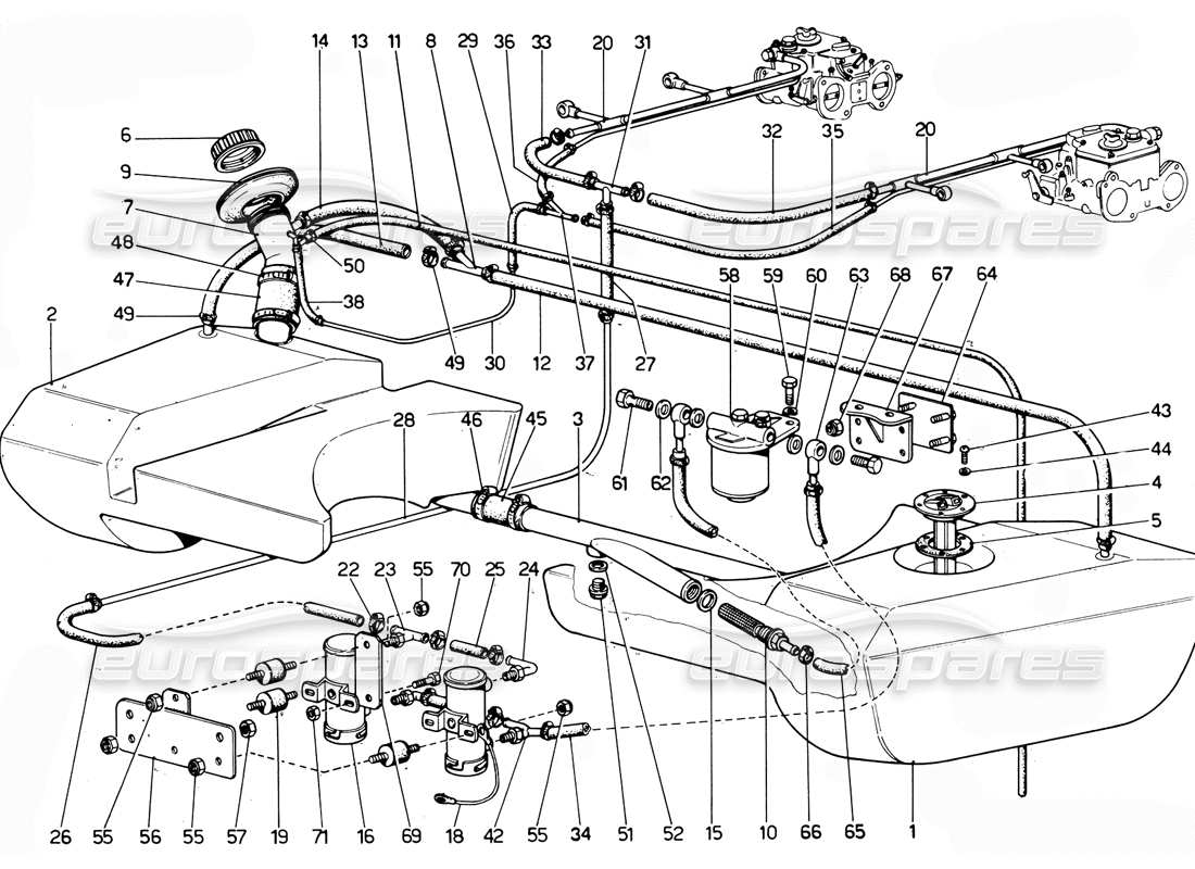 ferrari 365 gtc4 (mechanical) fuel system - revision part diagram