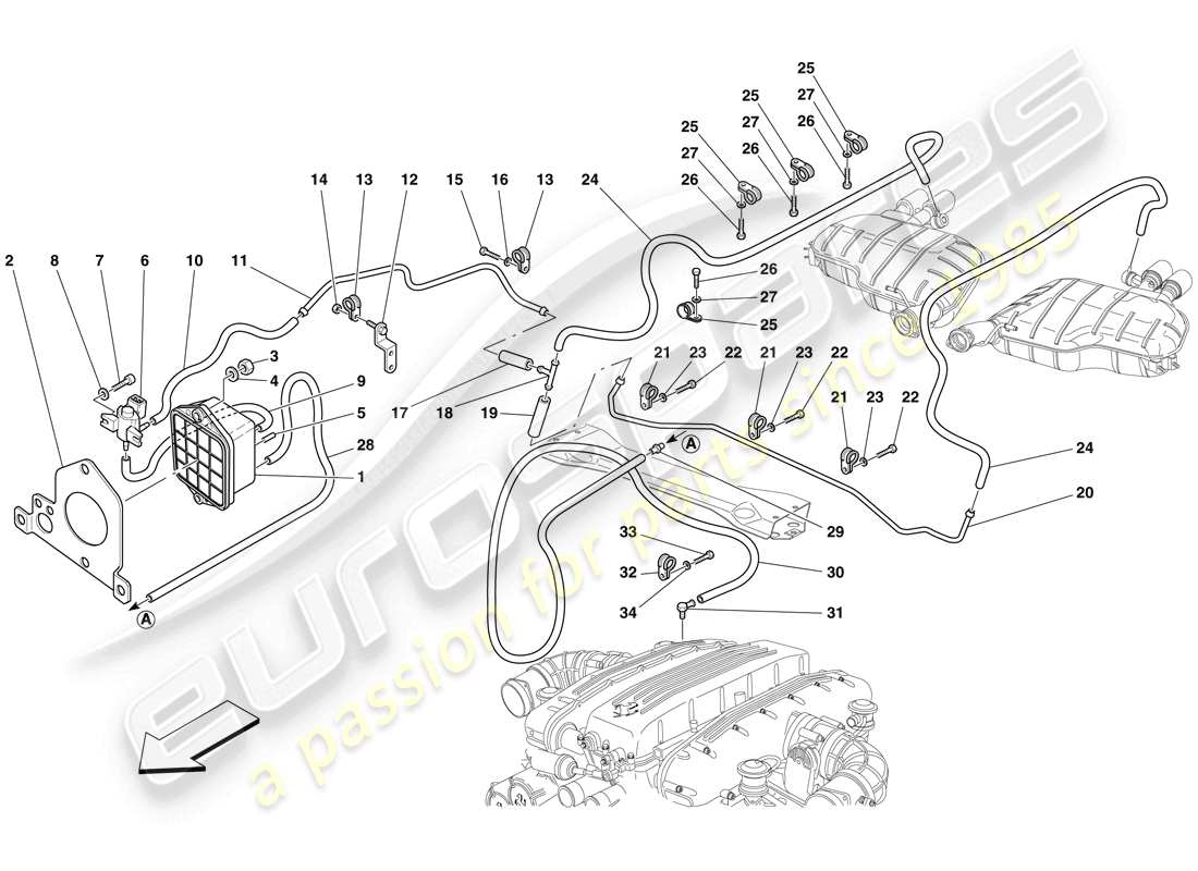 ferrari 612 scaglietti (usa) bypass valve control system part diagram
